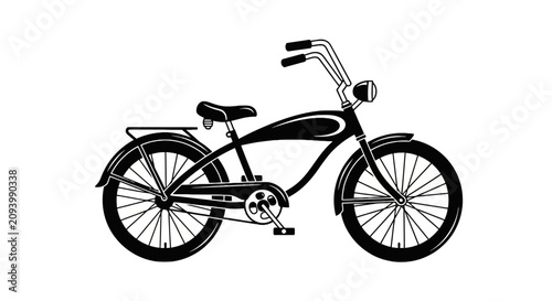 Schilderij op canvas Retro cruiser bicycle silhouette with high handlebars