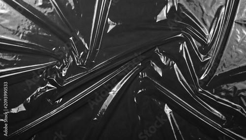 Foto Transparent plastic wrap with realistic Wrap Overlay Streak Design For