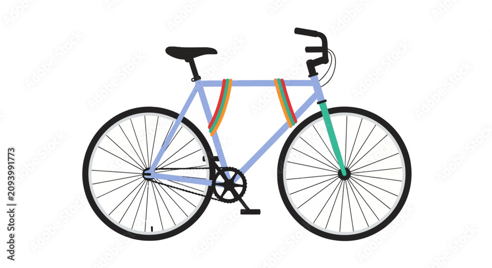 Obraz premium Colorful urban commuter bicycle with purple frame and green fork