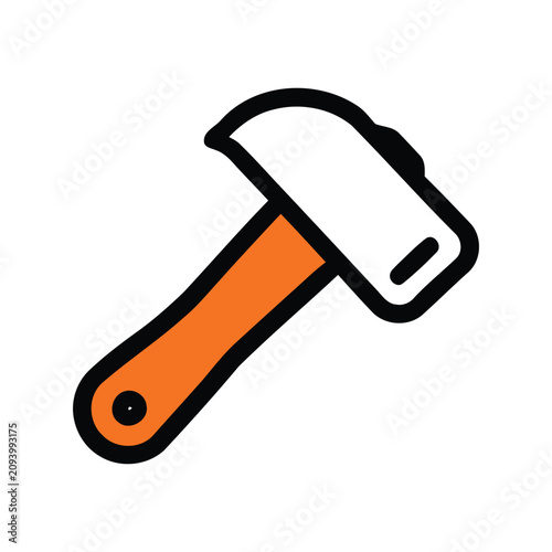 Canvas Print Hammer with orange handle tool.