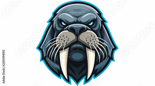 Billede på lærred Fierce Walrus Head Mascot Illustration.