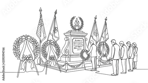 Canvastavla Memorial Ceremony: Wreath Laying at Monument with Flags and Eternal Flame