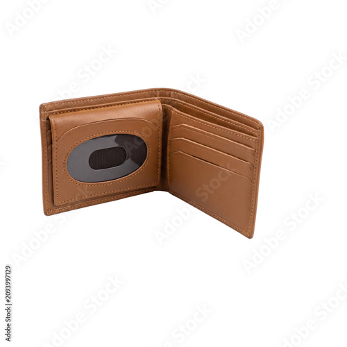 Brown leather wallet with card slots and RFID blocking