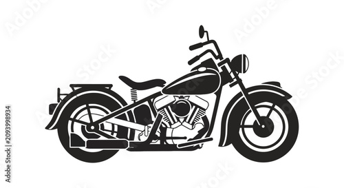Schilderij op canvas Classic cruiser motorcycle silhouette in black and white