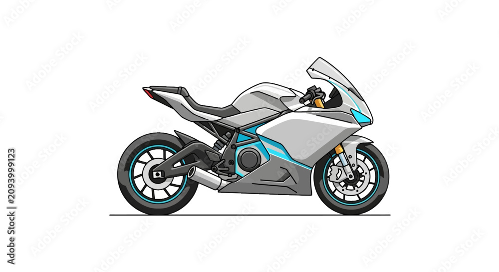 Obraz premium High performance modern superbike with blue accents