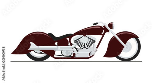 Schilderij op canvas Vintage maroon cruiser motorcycle with classic fenders