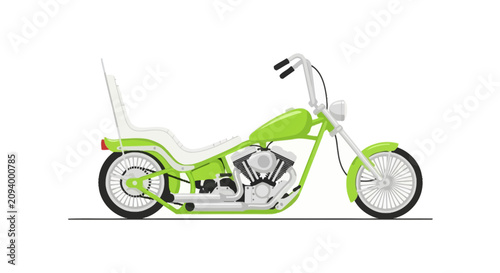 Obraz na płótnie Custom lime green chopper motorcycle with high handlebars