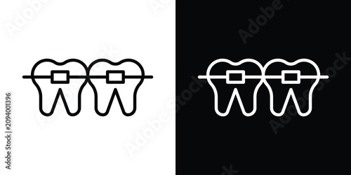 Принти на полотні Teeth with braces icon