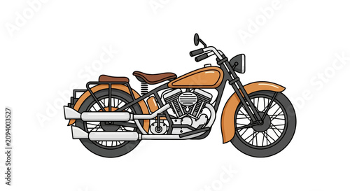 Bild auf Leinwand Classic orange cruiser motorcycle profile with chrome details