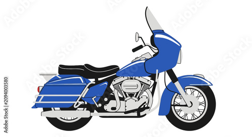Schilderij op canvas Bright blue touring motorcycle with windshield and panniers