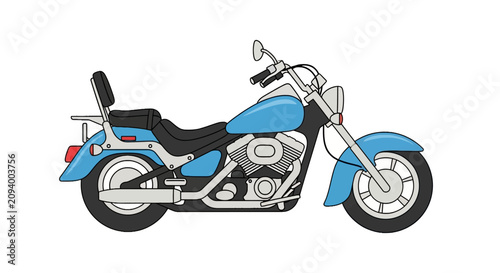 Tableau sur toile Classic blue cruiser motorcycle with chrome engine details