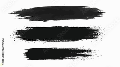 Black highlighter brush stroke lines set for underline banners, dry paint marker stripes, rough grunge ink smears and bold hand drawn highlight elements, Grunge paint lines
