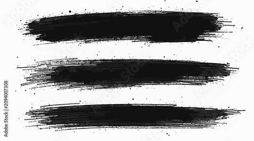 Black highlighter brush stroke lines set for underline banners, dry paint marker stripes, rough grunge ink smears and bold hand drawn highlight elements, Grunge paint lines
