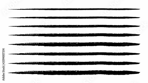 Black highlighter brush stroke lines set for underline banners, dry paint marker stripes, rough grunge ink smears and bold hand drawn highlight elements, Grunge paint lines
