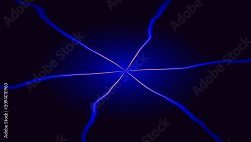 Blue radial lightning with dark background.