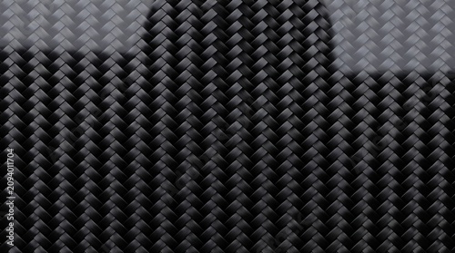 Black Carbon Fiber Weave Texture Background with Premium Composite Material Pattern