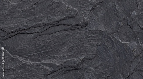 Black Slate Stone Texture Background with Natural Rock Surface and Dark Layered Geological Pattern