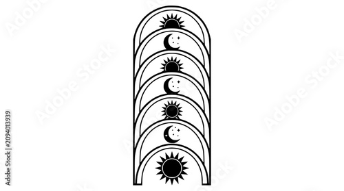 Photos Bohemian Sun Moon Arc Design, Celestial Day Night Symbol