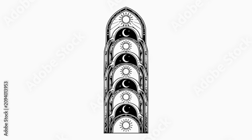 Photos Celestial Archway: Sun and Moon Cycle Progression, Cosmic Window Design