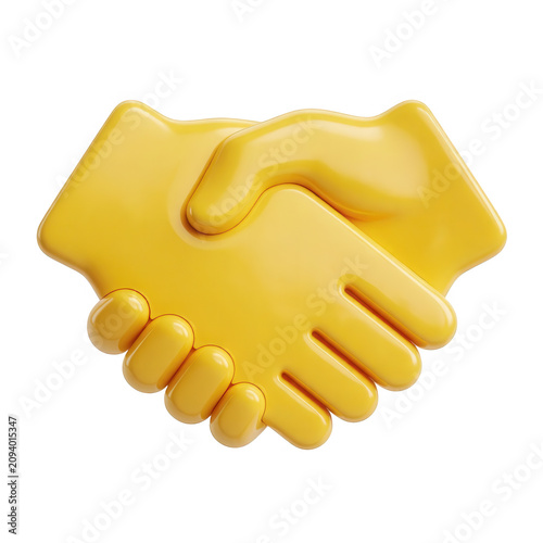 Yellow 3d Handshake Isolated Transparent Background