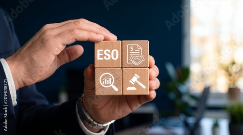Concept of ESO Employee Stock Option. Employee Stock Options Plan Business Management. New concept