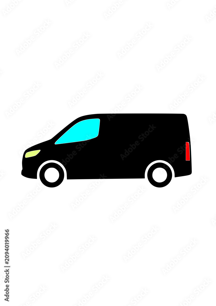Fototapeta premium Electric delivery van silhouette