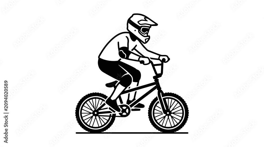 Obraz premium BMX Rider on Bicycle, Action Sports Silhouette, Extreme Cycling