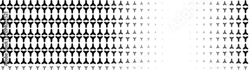 Fotografie Geometric halftone pattern with three pronged shapes, Black and white abstract g