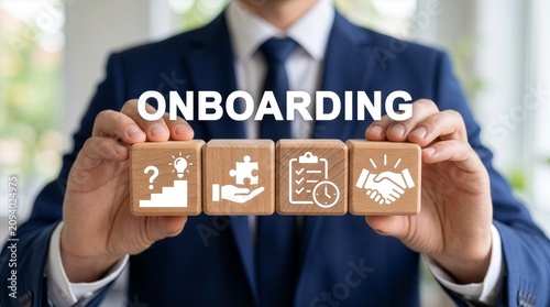 Onboarding Business Process New Employee Welcome Concept. Onboarding worker management. New system