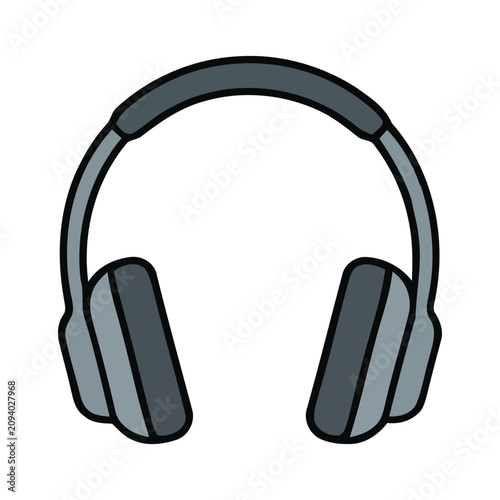 Εκτύπωση καμβά Gray over-ear headphones with black accents on a white background