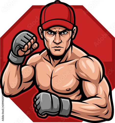 Mixed Martial Arts Cage Fighting Black and White Graphic