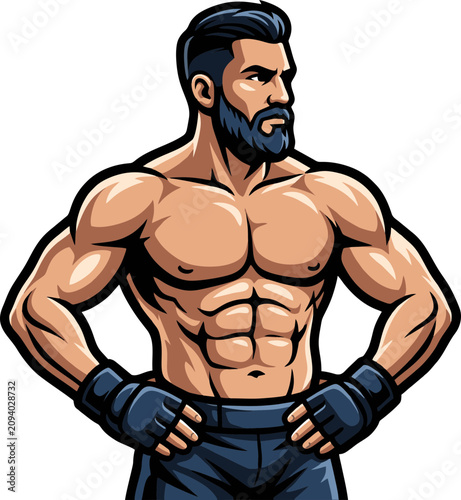 Mixed Martial Arts Cage Fighting Black and White Graphic