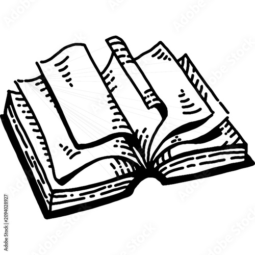 Принти на полотні Open spellbook flat vector illustration, medieval fantasy magic tome design elem