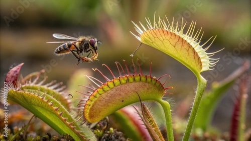 Fotografie Close up of Insect is tempted by the sweet nectar of the carnivorous pitcher plant, Borneo, Malaysia