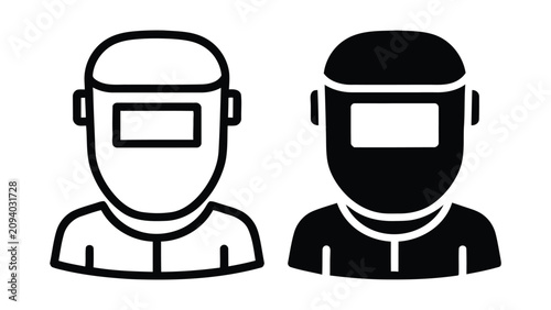 Canvastavla Welder professional with safety mask vector icon set for industry