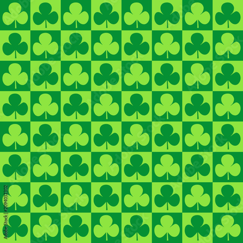 Green lucky clover checkerboard