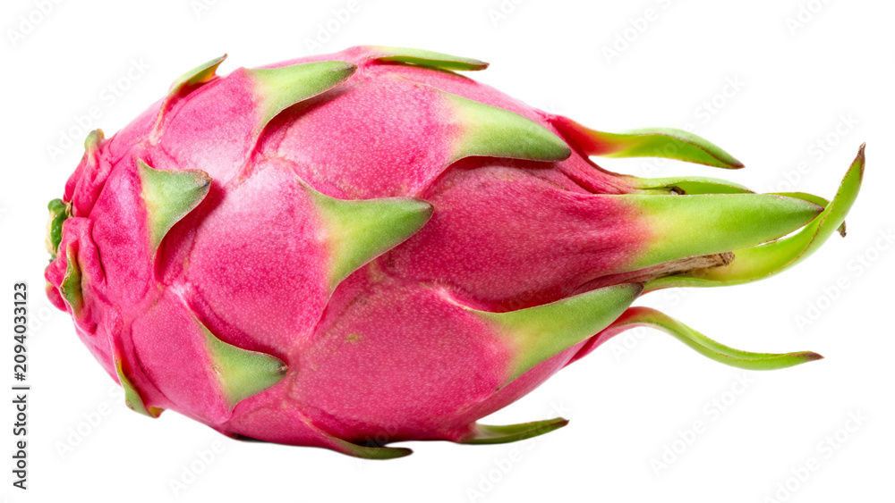 Fototapeta premium Fresh Ripe Pitaya Dragon Fruit Tropical Exotic Produce Isolated on White Background