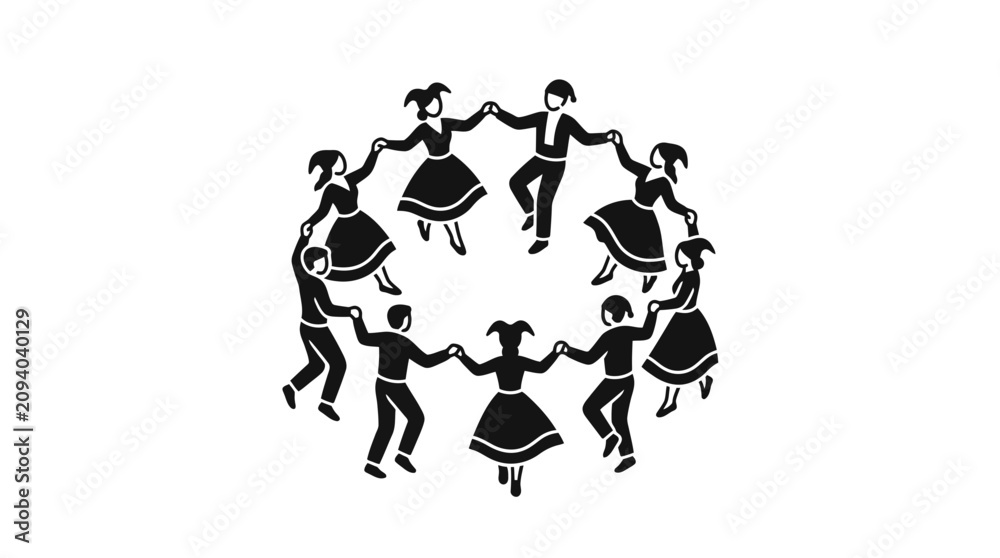 Obraz premium People Dancing Circle Icon