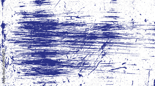 Cuadro en lienzo Scratched blue paint texture on white background with distressed grunge effect a