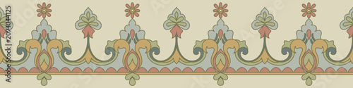 Fabric border, graphic element, edge, damask pattern.