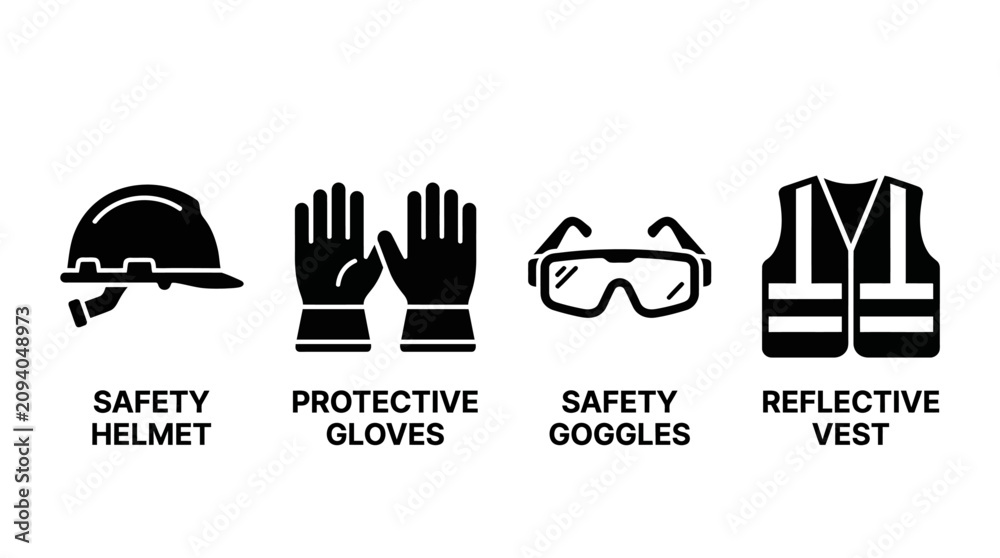 Fototapeta premium Personal Protective Equipment Icons Set for Workplace Safety
