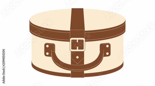 Obraz na plátně Vintage round hat box with brown leather straps.