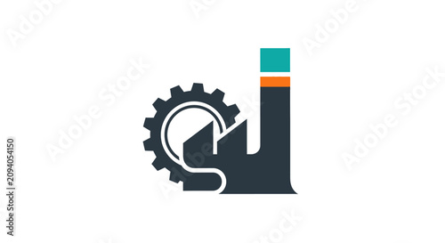 Industrial factory smokestack gear icon.