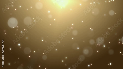 ブロンズ背景をゴールドとホワイトのキラキラ光るパーティクルが降るループ背景素材 ｜ Gold and white glittering particles slowly falling on bronze background seamless loop