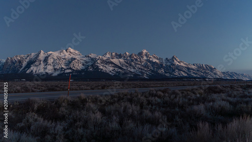Snow-Capped Teton Range at Dusk