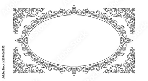 Intricate Ornate Oval Frame Border Design.