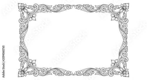Intricate Ornate Rectangular Frame Border.