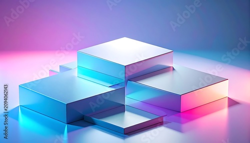 Glowing Neon Blocks in Gradient Light.