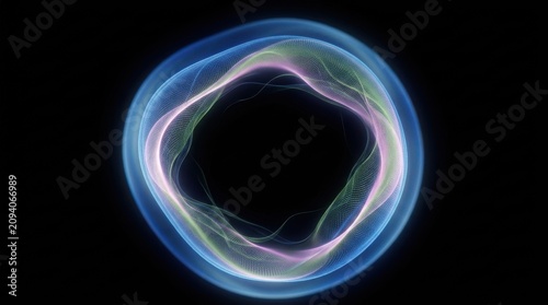 Futuristic Abstract Blue Planet Earth in Space with Glowing Energy Waves, Plasma Swirls, Fractal Patterns and Dynamic Technology Inspired Design Background