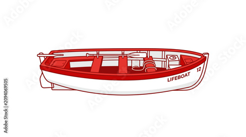 Konstfotografi Red wooden lifeboat or small rowboat.